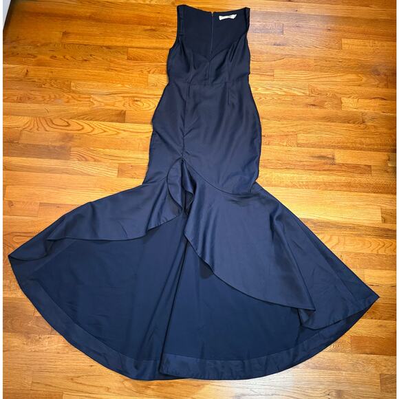 Fame and Partners Women 4 Blue Navy The Bromley Gown Sweetheart Neckline Flutter - Picture 1 of 10